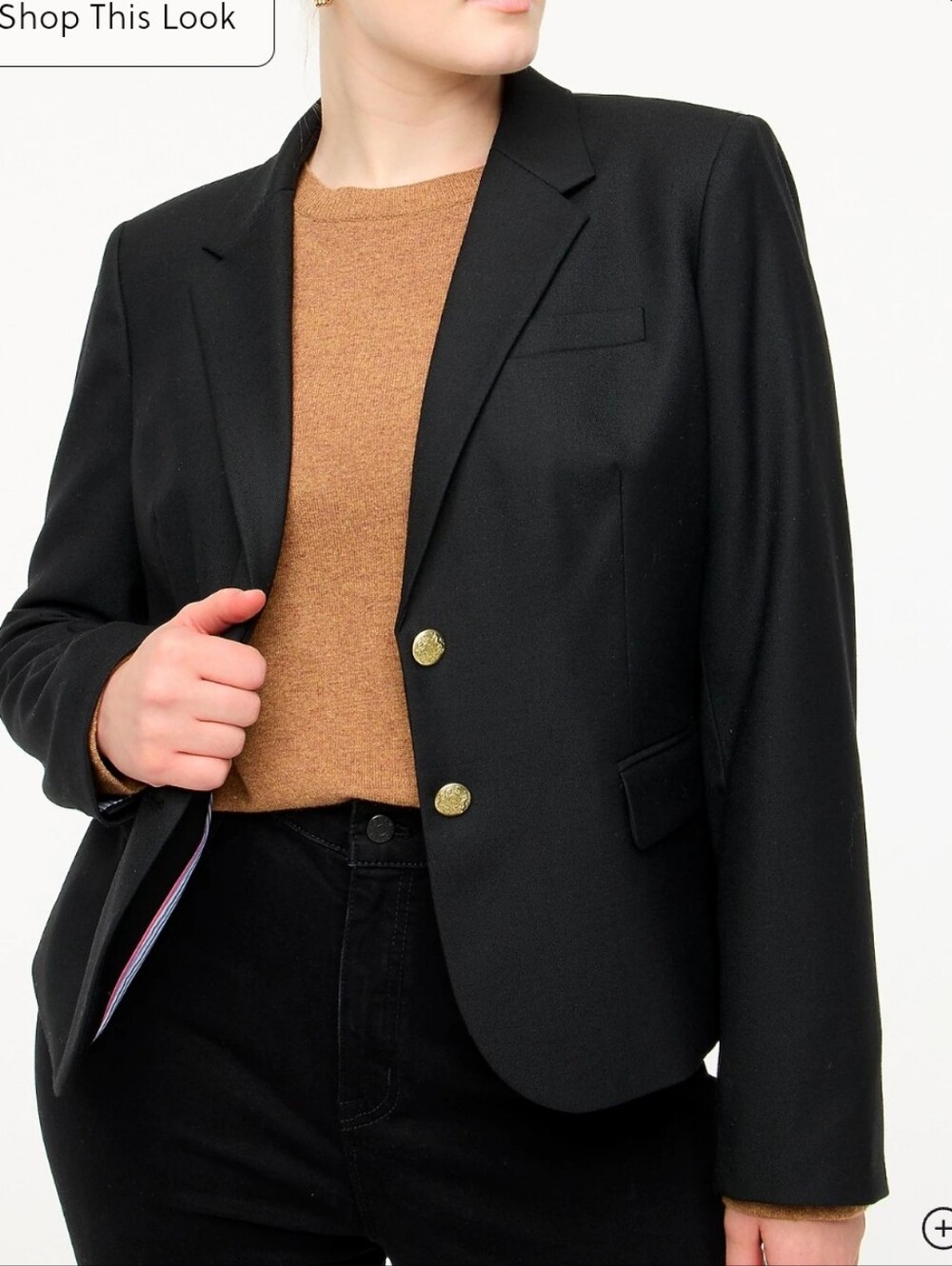 J.Crew Schoolboy Blazer Jacket in Black Classic Style Gold buttons Size 24